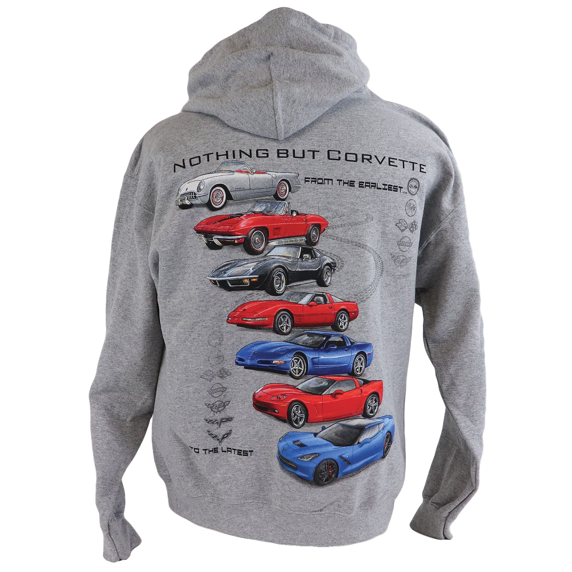 C1-C7 New Hooded Sweatshirt - Nothing But Corvette Gray XL 1953-2019