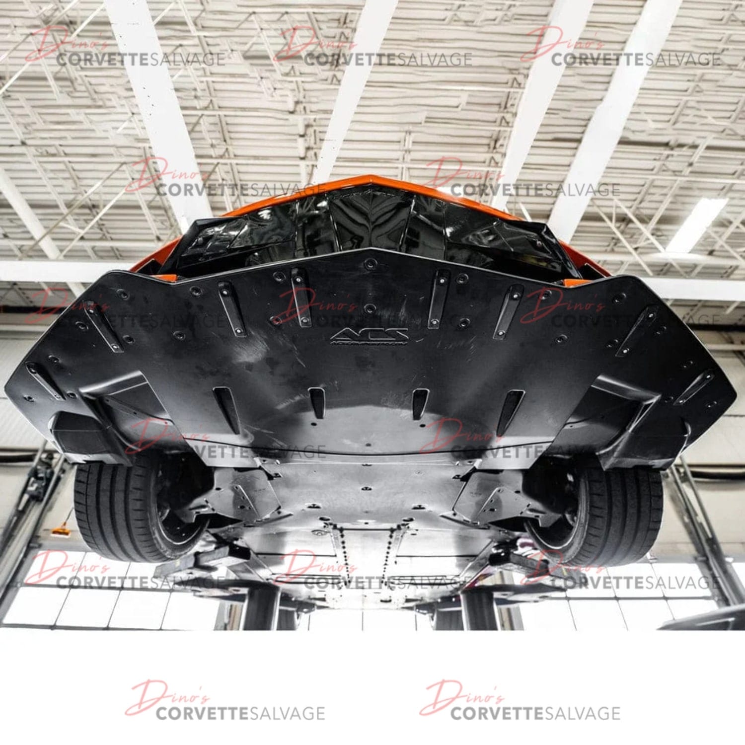 C8 Corvette New Carbon Flash Metallic 1VM Splitter with Undertray 2020-2025 Installed