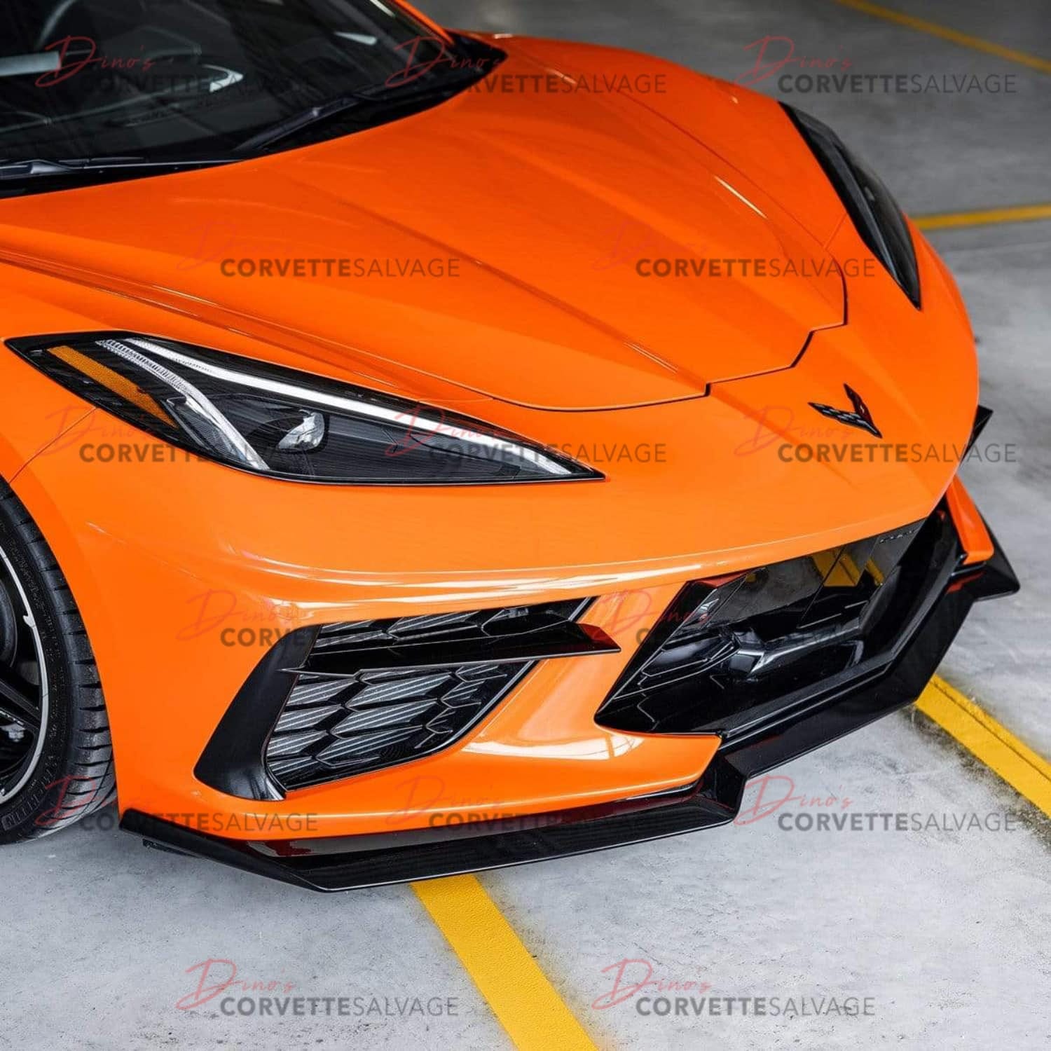 C8 Corvette New Carbon Flash Metallic 1VM Splitter 2020-2025 Installed