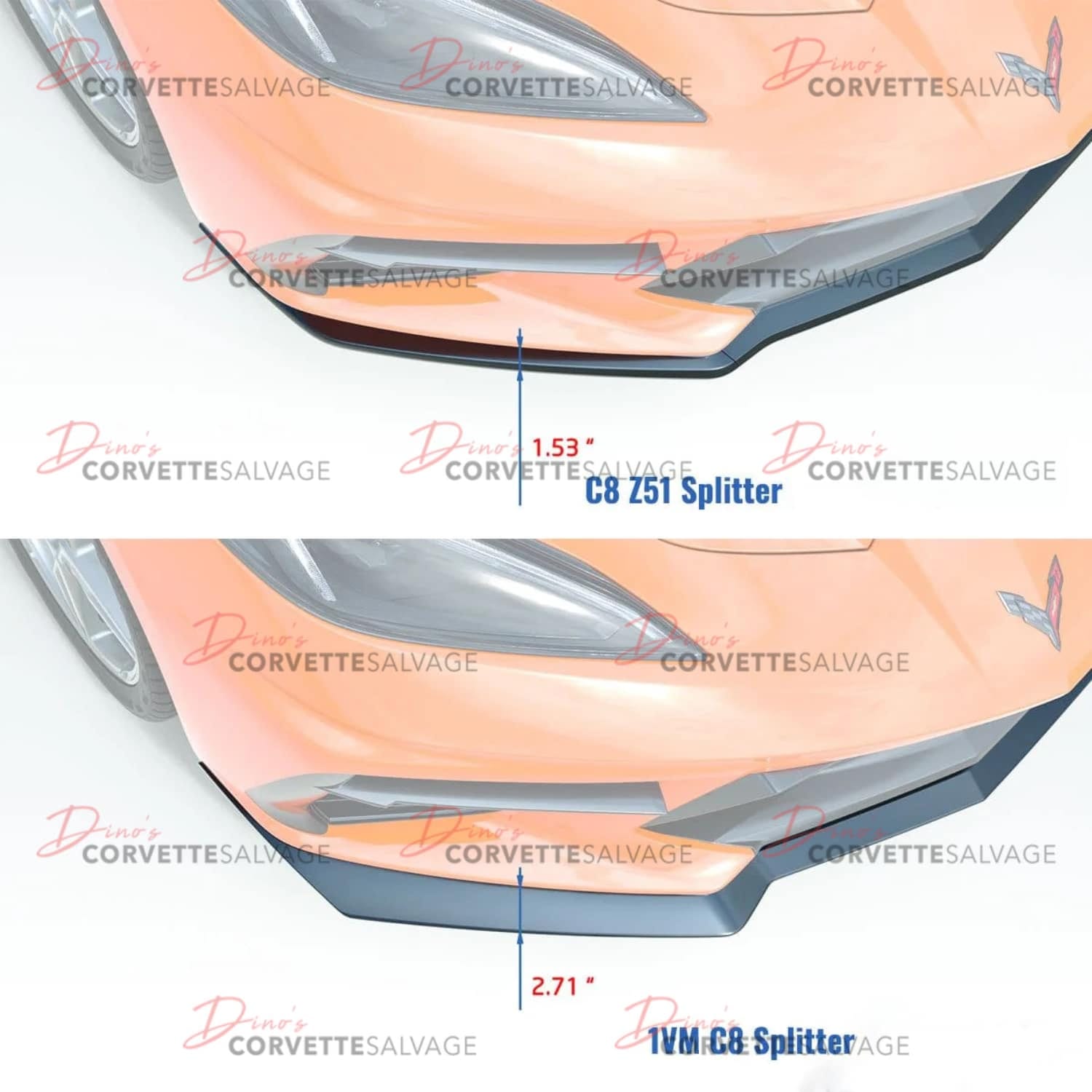 C8 Corvette New Carbon Flash Metallic 1VM Splitter 2020-2025 | Z51 vs 1VM Splitter