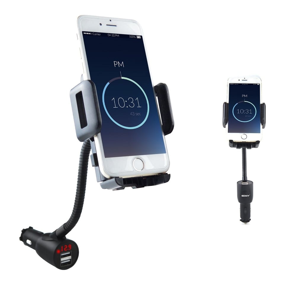 C1-C8 New 3 In 1 Smart Phone Mount, USB Car Charger & Voltage Detector 1953-2026