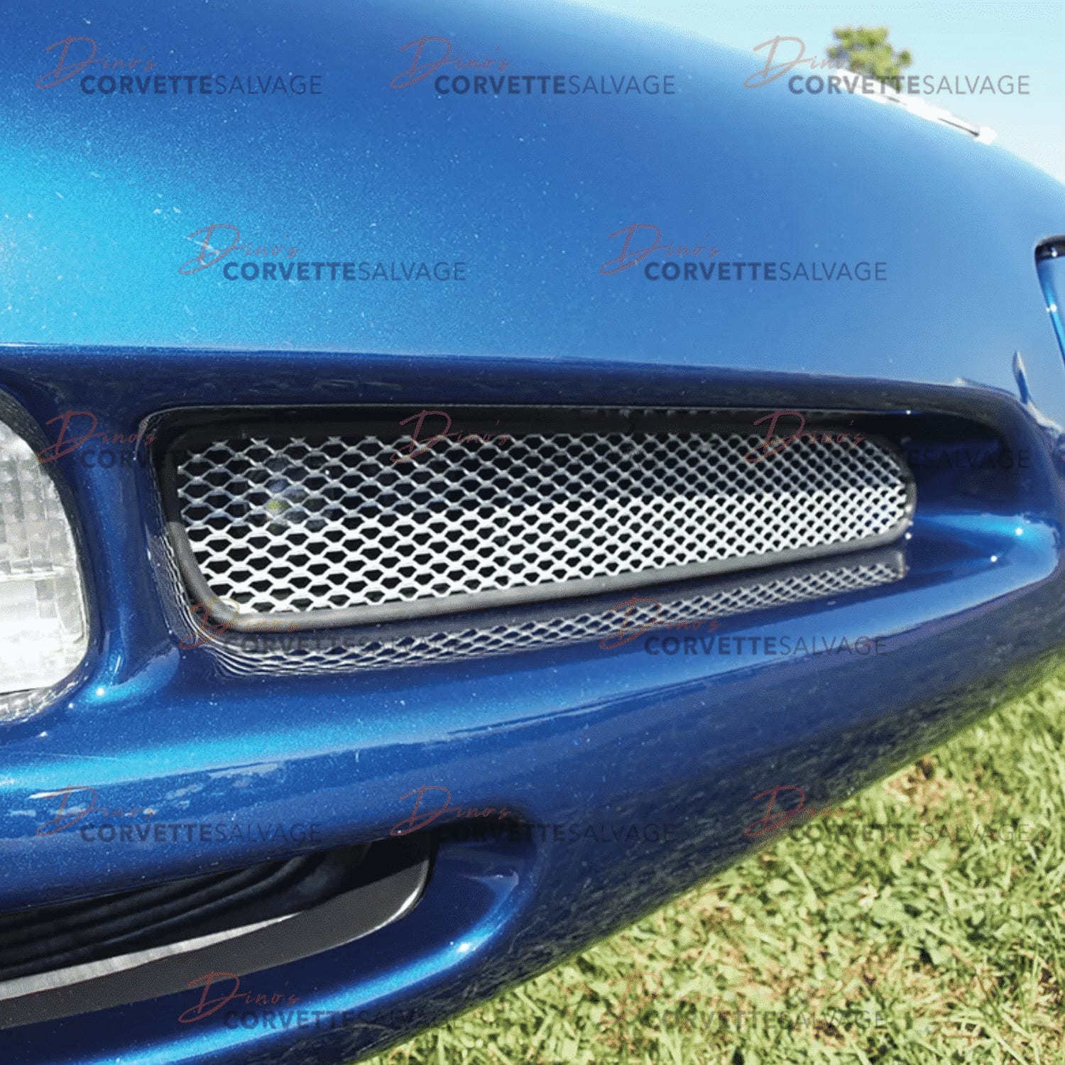 C5 Corvette New Z06 Style Aluminum Fog Light Screen Set 1997-2004 Installed