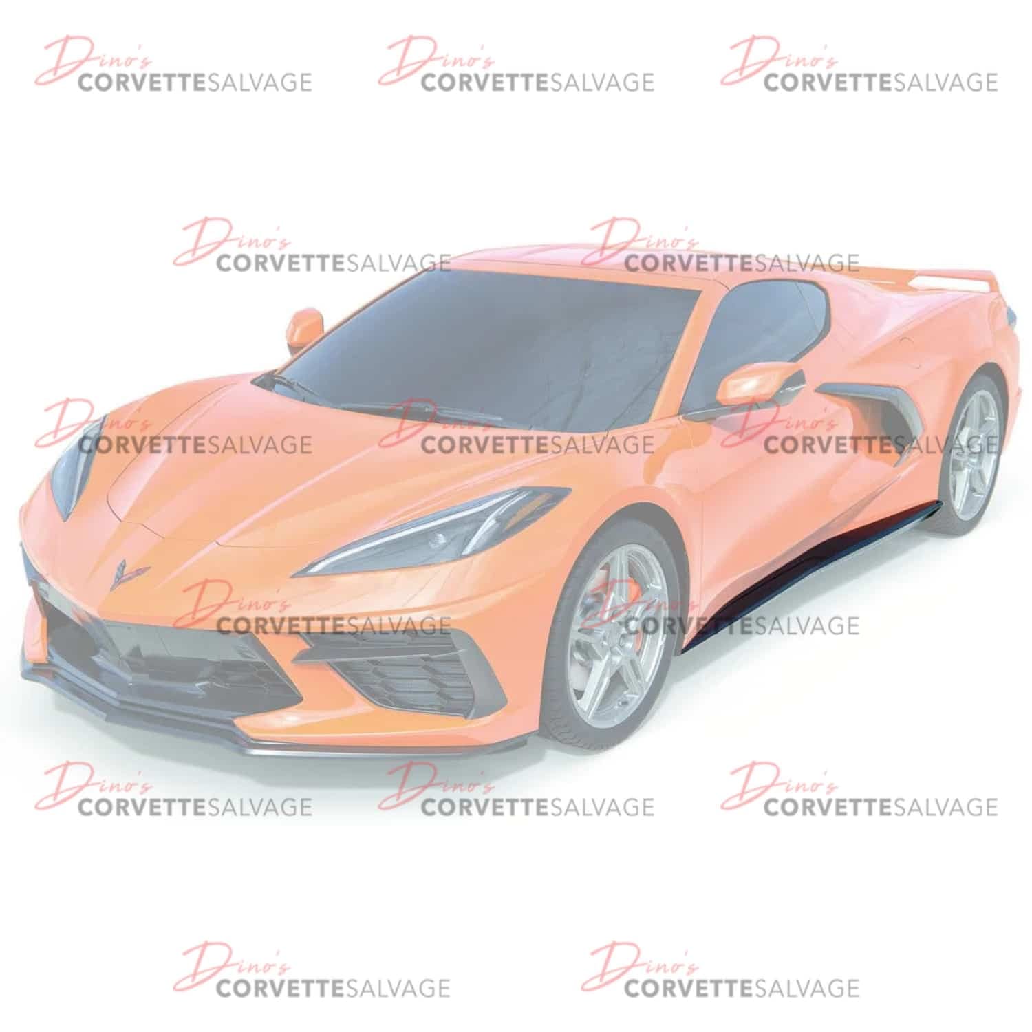 C8 Corvete New Carbon Flash Metallic 1VM Rocker Panel Set 2020-2025 Installed