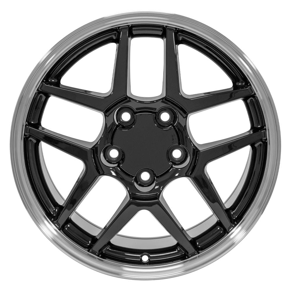 C4 New Gloss Black Machined Lip 17x9.5 Wheel Set of 4 (CV04) 1988-1996
