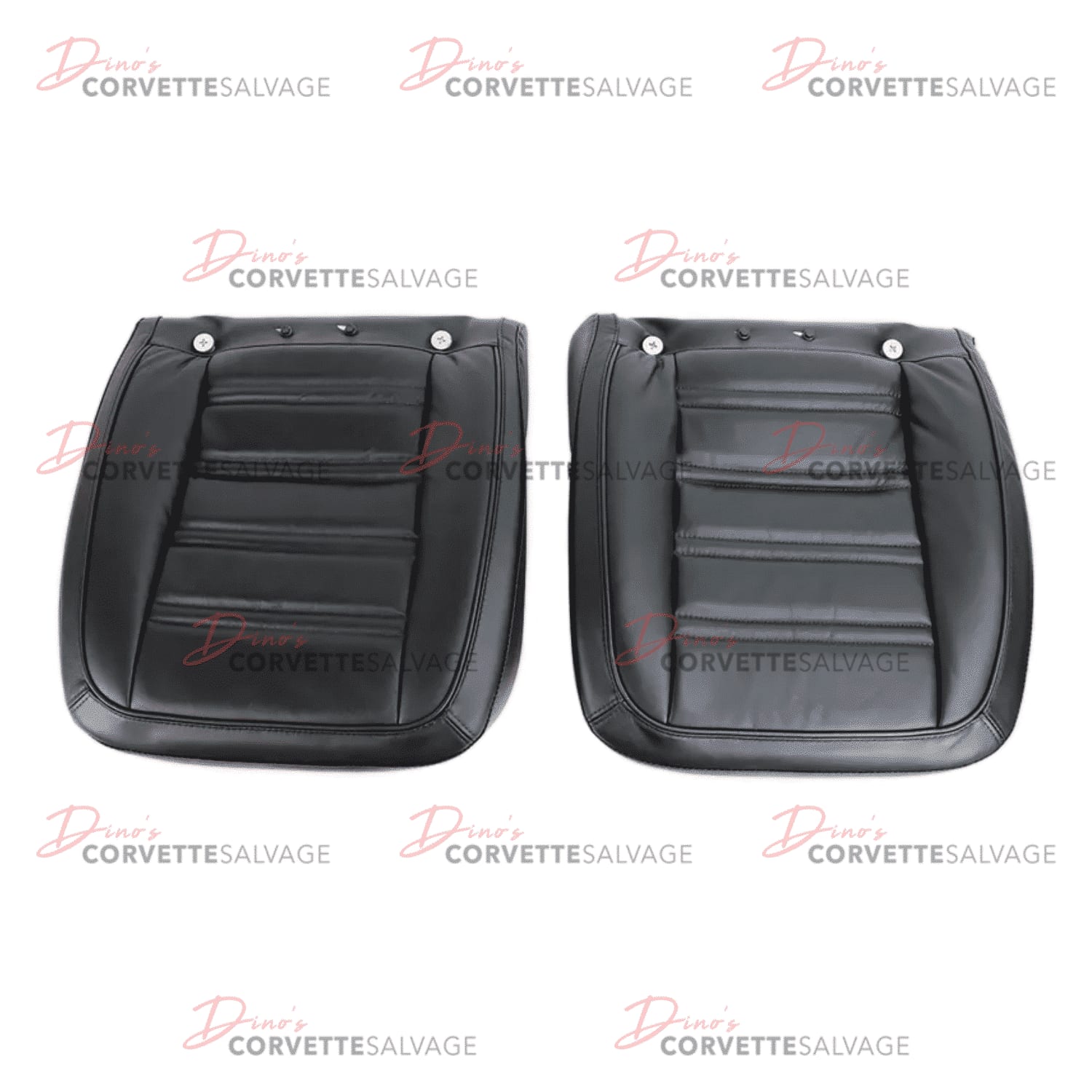 C3 Corvette New Leather & Vinyl Black Mounted Seat Cover Set without Shoulder Harness 1973-1974