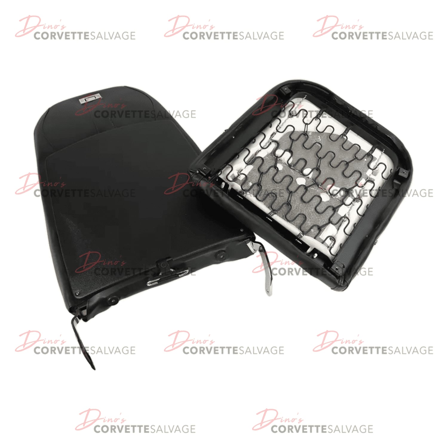 C3 Corvette New Leather & Vinyl Black Mounted Seat Cover Set without Shoulder Harness 1973-1974