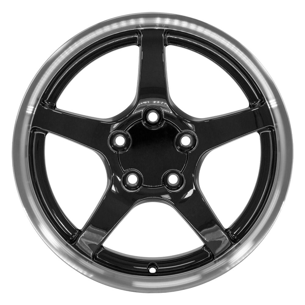 C4 New Gloss Black Machined Lip 17x9.5 Wheel Set of 4 (CV05) 1988-1996