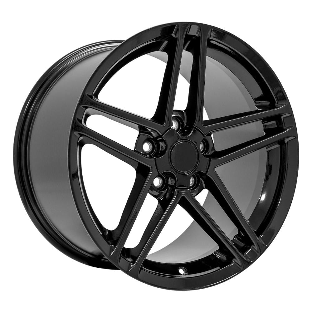C4-C5 New Gloss Black 17x9.5 and 18x10.5 Wheel Set of 4 (CV07A) 1988-2004