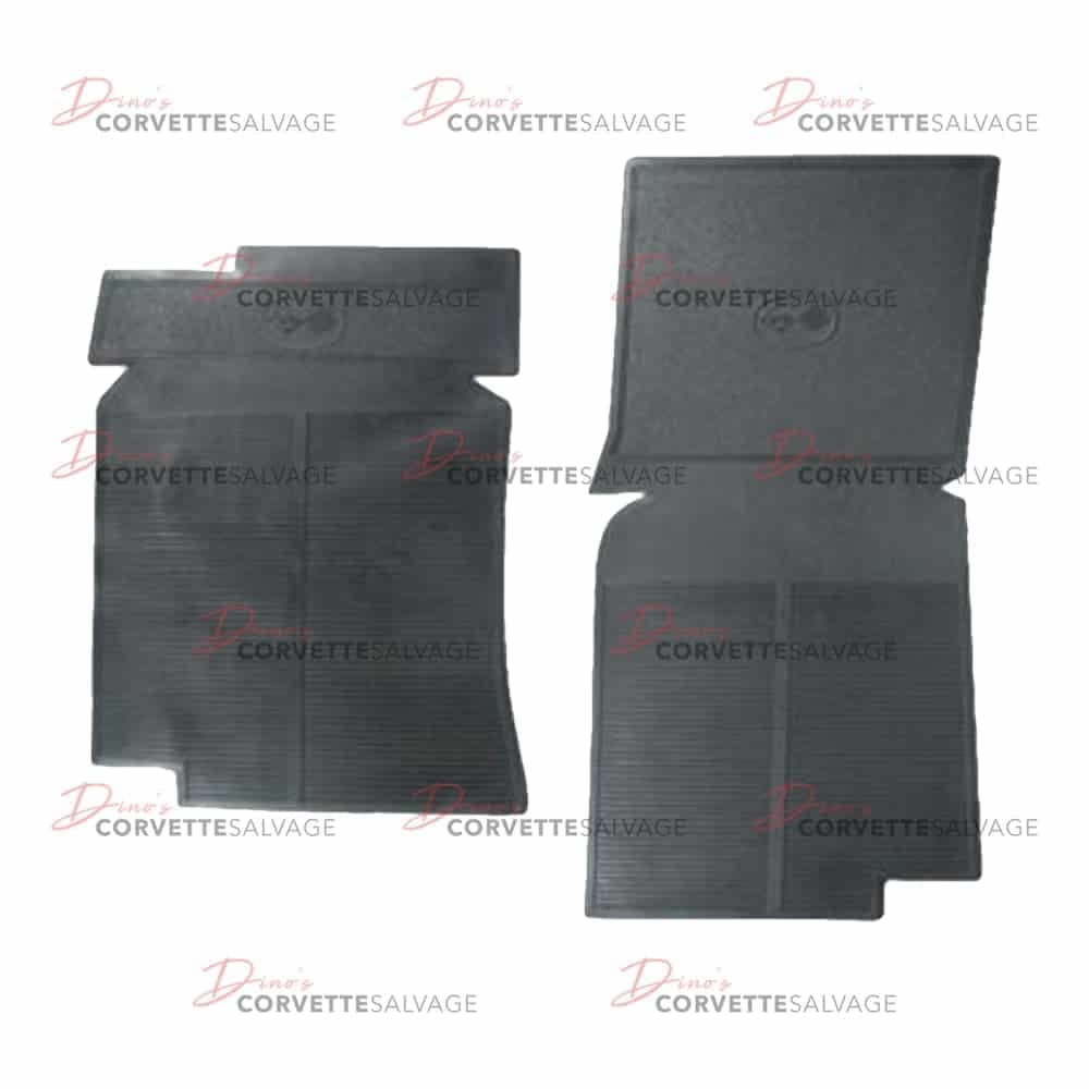 C3 New Black Rubber Floor Mat Set with Cross Flags Logo 1968-1982