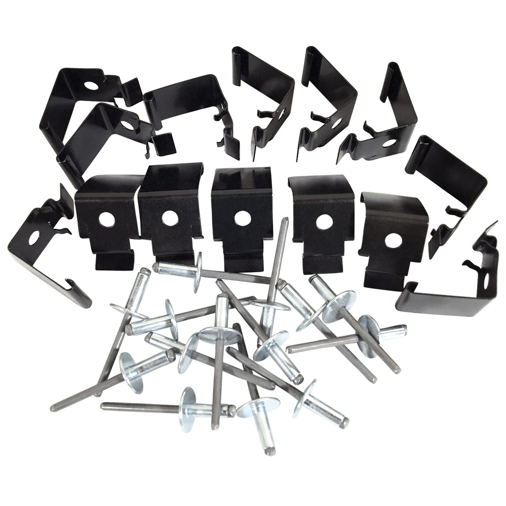C2 New Carpet Support Clip Set, 14 Clips and 14 Rivets 1963-1967