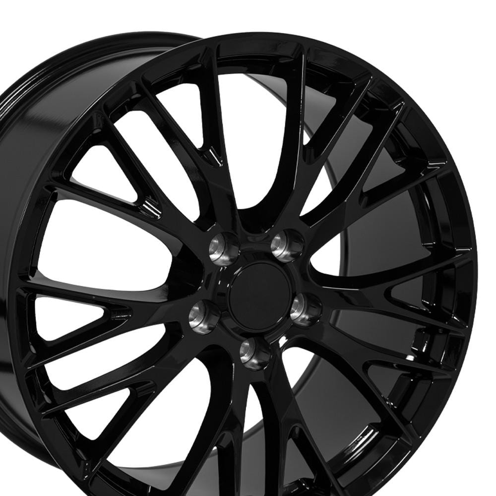 C6 New Gloss Black 18x8.5 and 19x10 Wheel Set of 4 (CV22B) 2005-2013