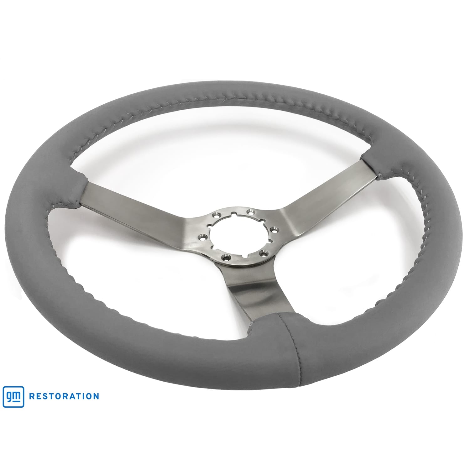 C3 New Grey Leather Steering Wheel Brushed Spokes 1977-1982 (ST3041GRY)