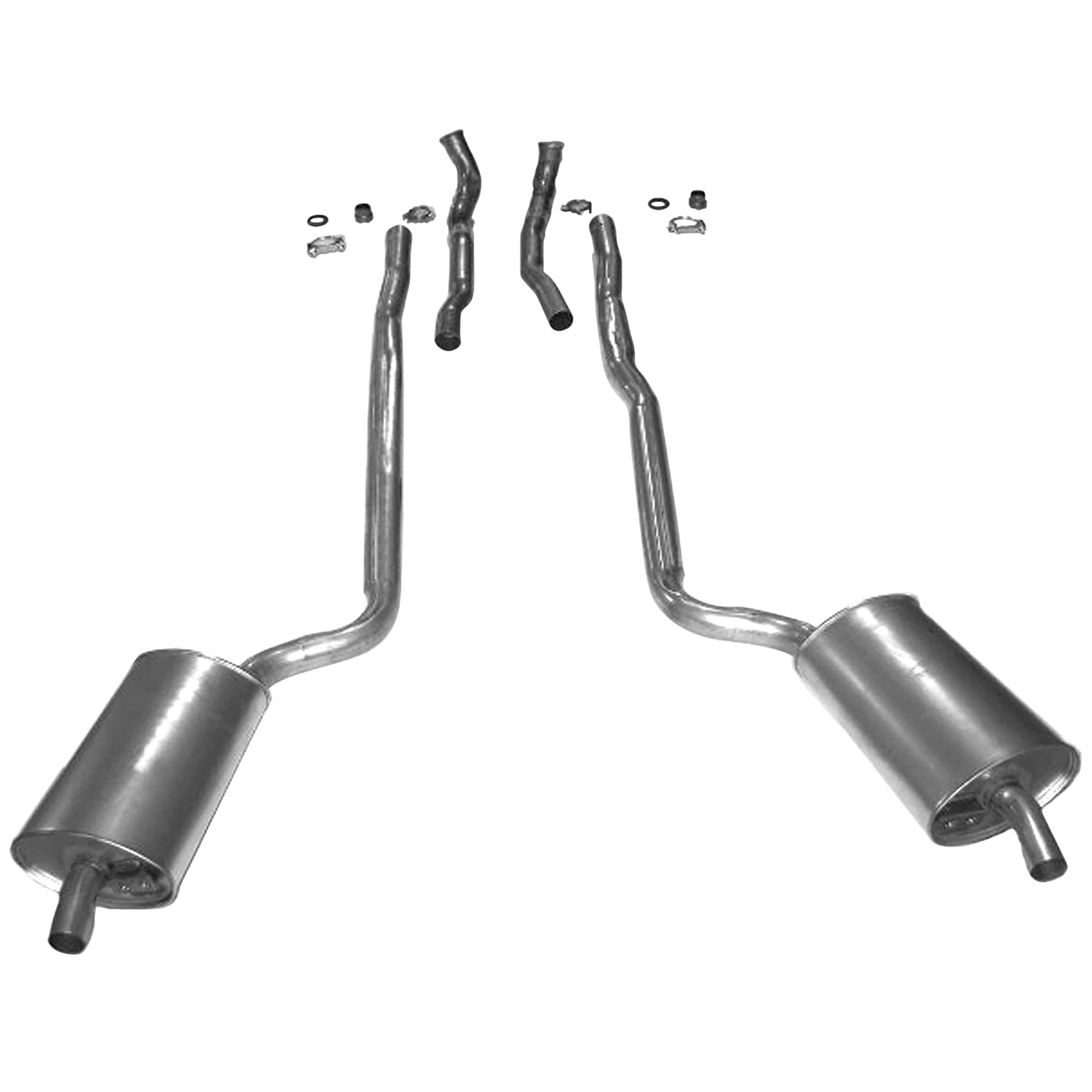 C2 New Exhaust System - 2.5 Inch 427 Auto with Welded Secondary Pipe & Muffler 1966-1967
