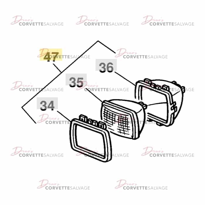 C4 Used Headlight Capsule Assembly 1984-1996