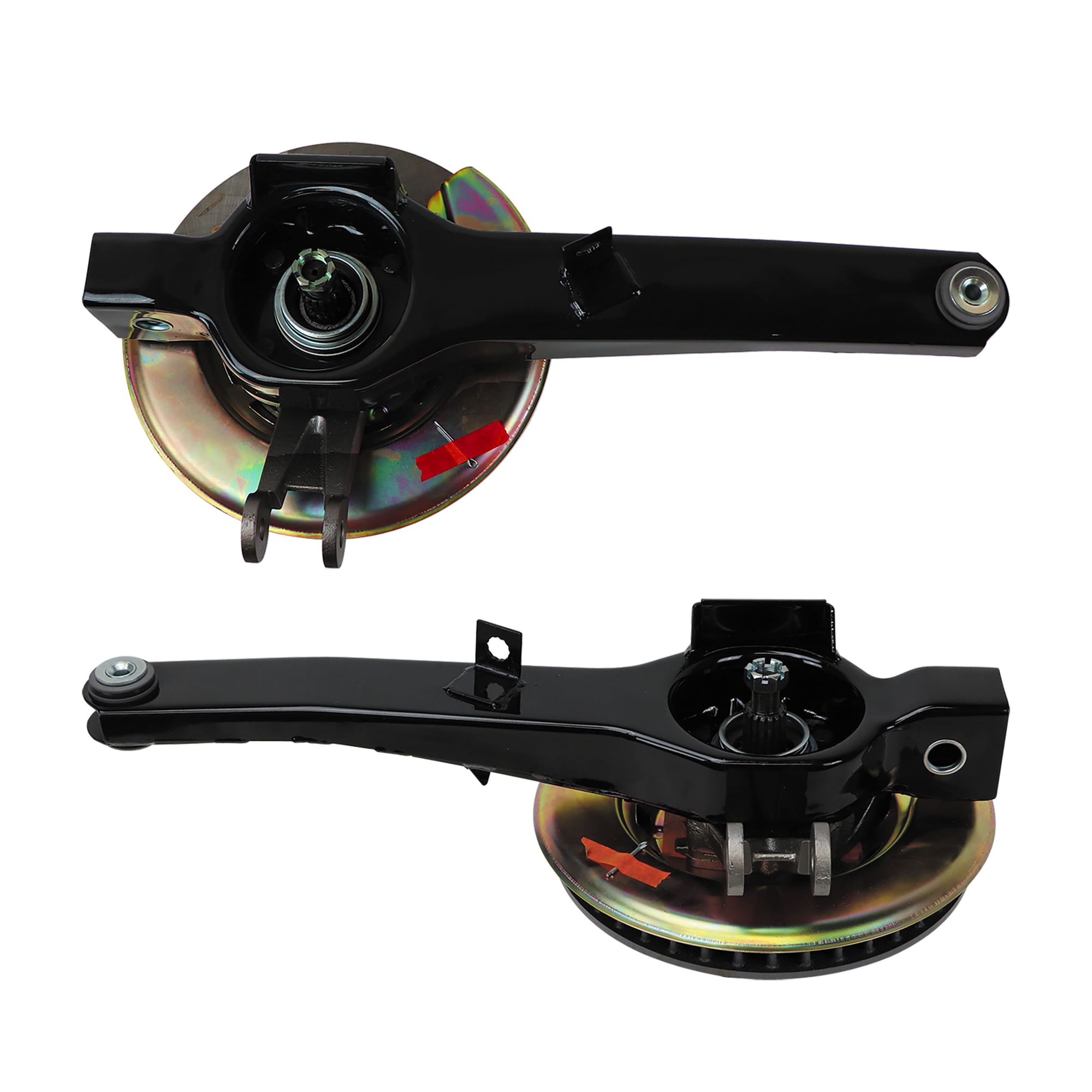 C3 New Driver-Side & Passenger-Side Trailing Arm Assemblies with Bearings & Rotors - Gold Backing Plates 1976-1982