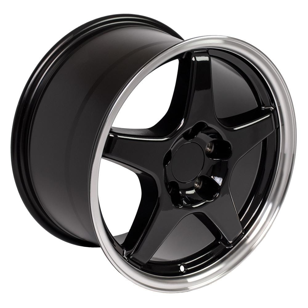 C4 New Gloss Black Machined Lip 17x9.5 Wheel Set of 4 (CV01) 1988-1996