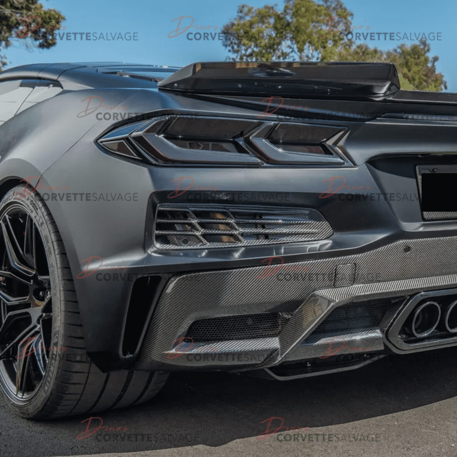 C8 New E-Ray, Z06 Carbon Fiber Rear Bumper Grille Vent Insert Set 2023-2026 image 2