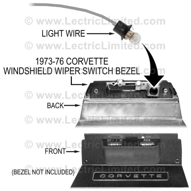 C3 New Windshield Wiper Switch Light Wire 1968-1972