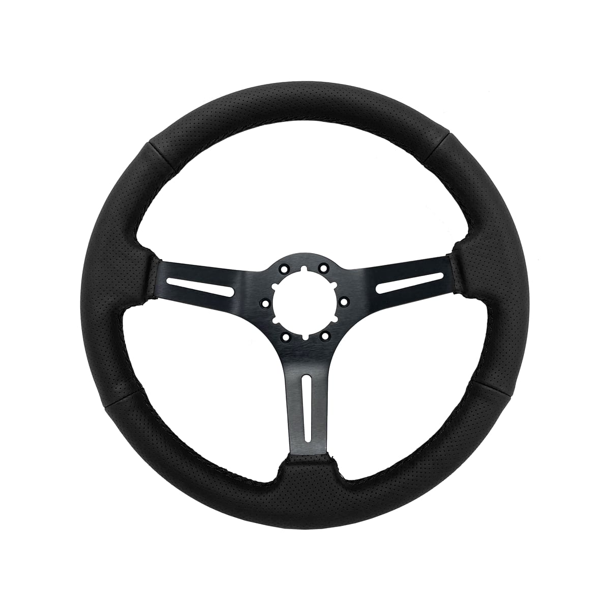 C3 New Perforated Leather Wrapped Steering Wheel with Black Spokes 1968-1982