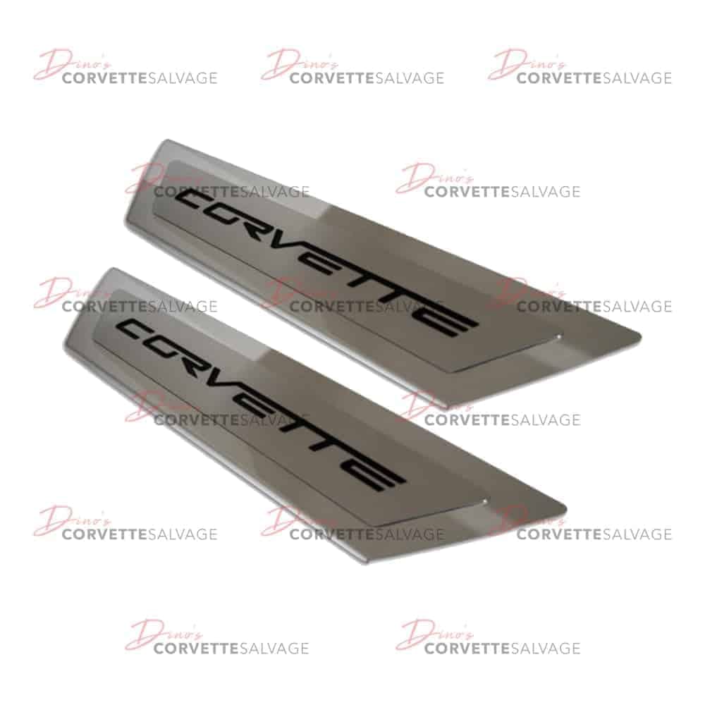 C6 New Stainless Steel Door Sill Plate Set with Carbon Fiber Corvette Inlay 2005-2013