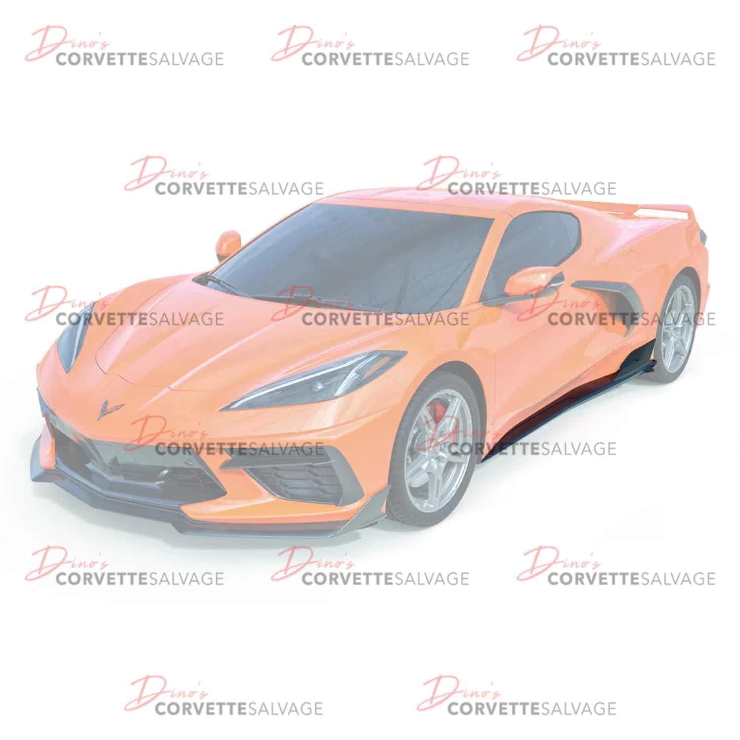 C8 Corvette New Carbon Flash Metallic 7VM Rocker Panel Set 2020-2025 Installed