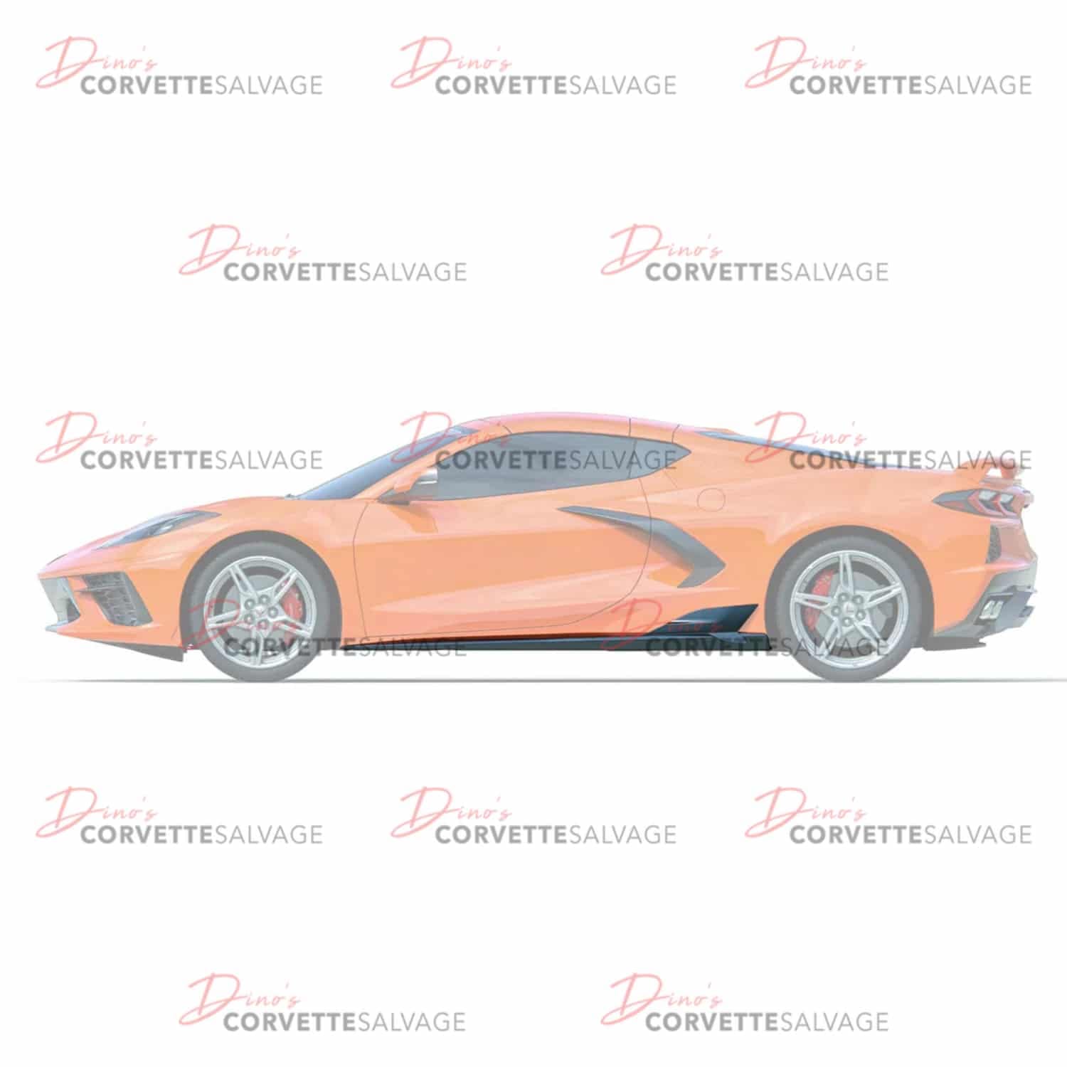 C8 Corvette New Carbon Flash Metallic 7VM Rocker Panel Set 2020-2025 Installed