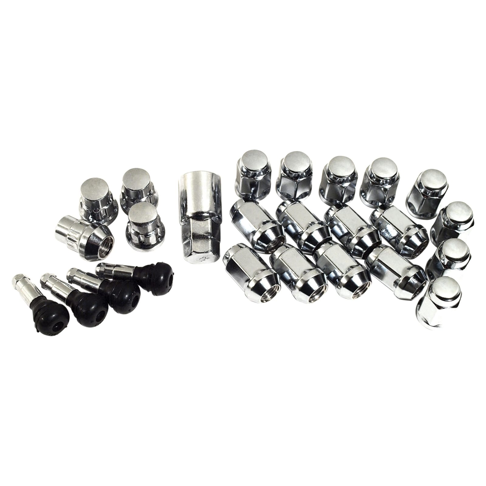 C4 New Chrome Wheel Lug Nuts, Locks, & Valve Stems Kit 1984-1996
