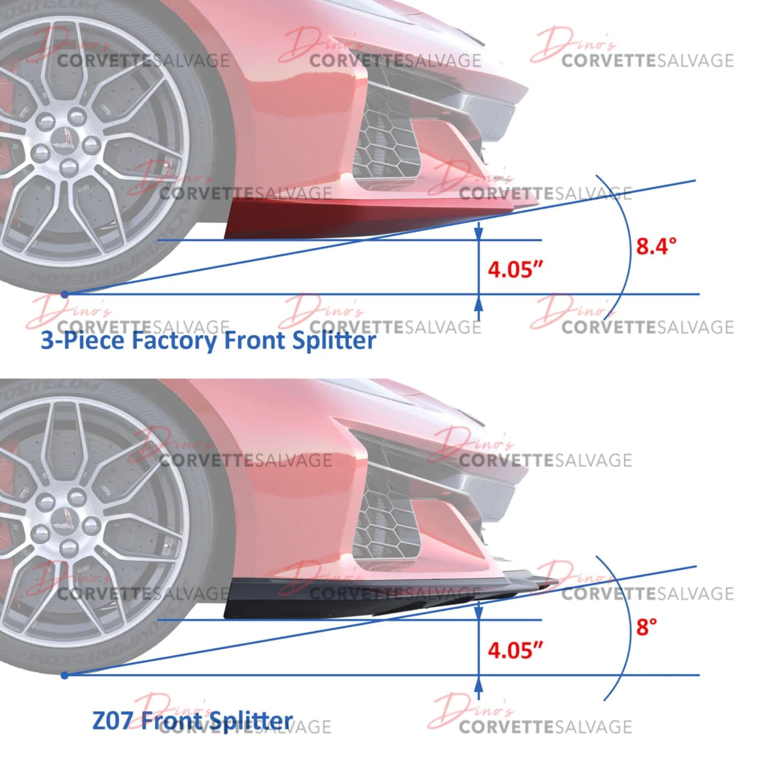 C8 Corvette New Z06, E-Ray Carbon Flash Metallic Front Splitter 2023-2025