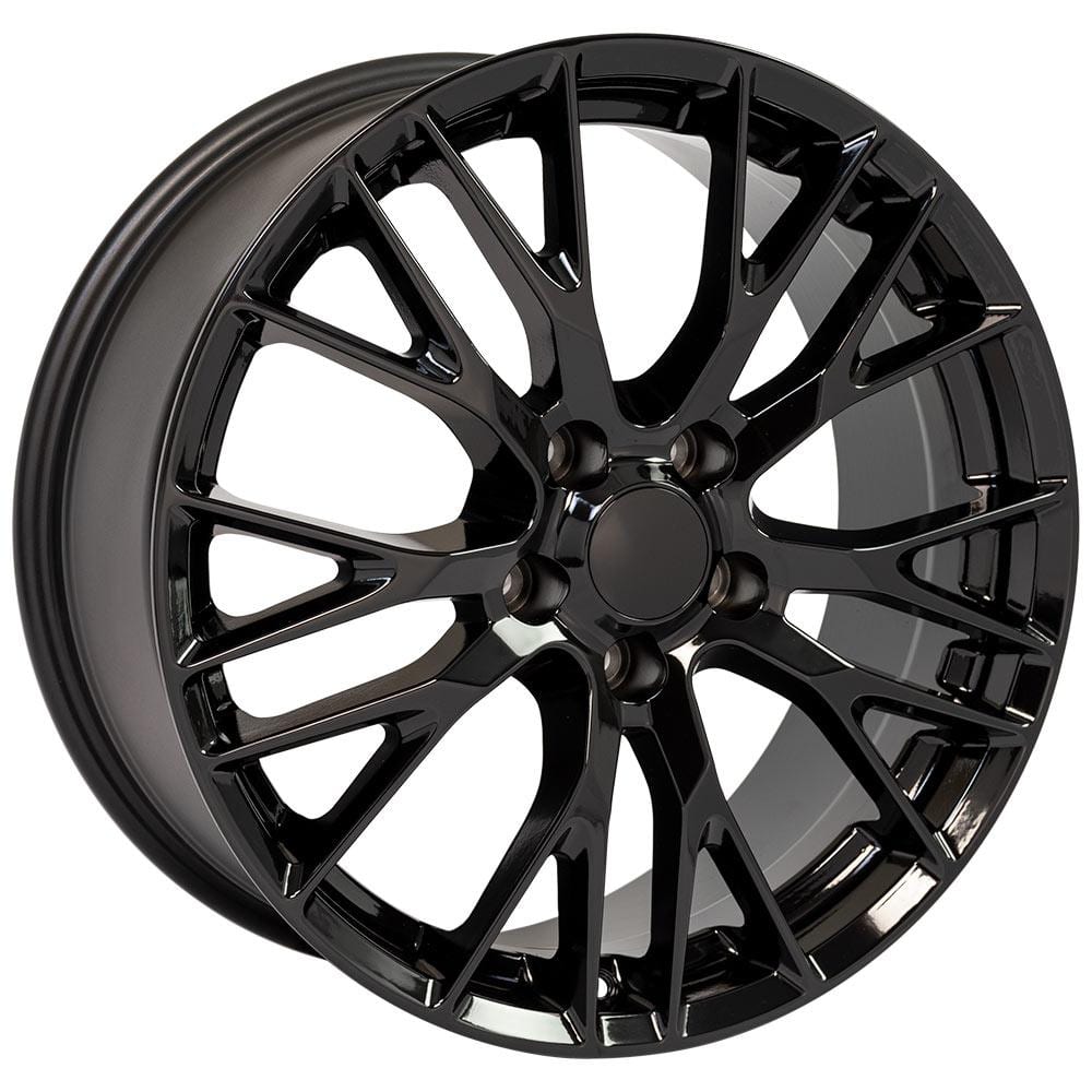 C6-C7 New Gloss Black 19x8.5 and 20x10 Wheel Set of 4 (CV22C) 2005-2019