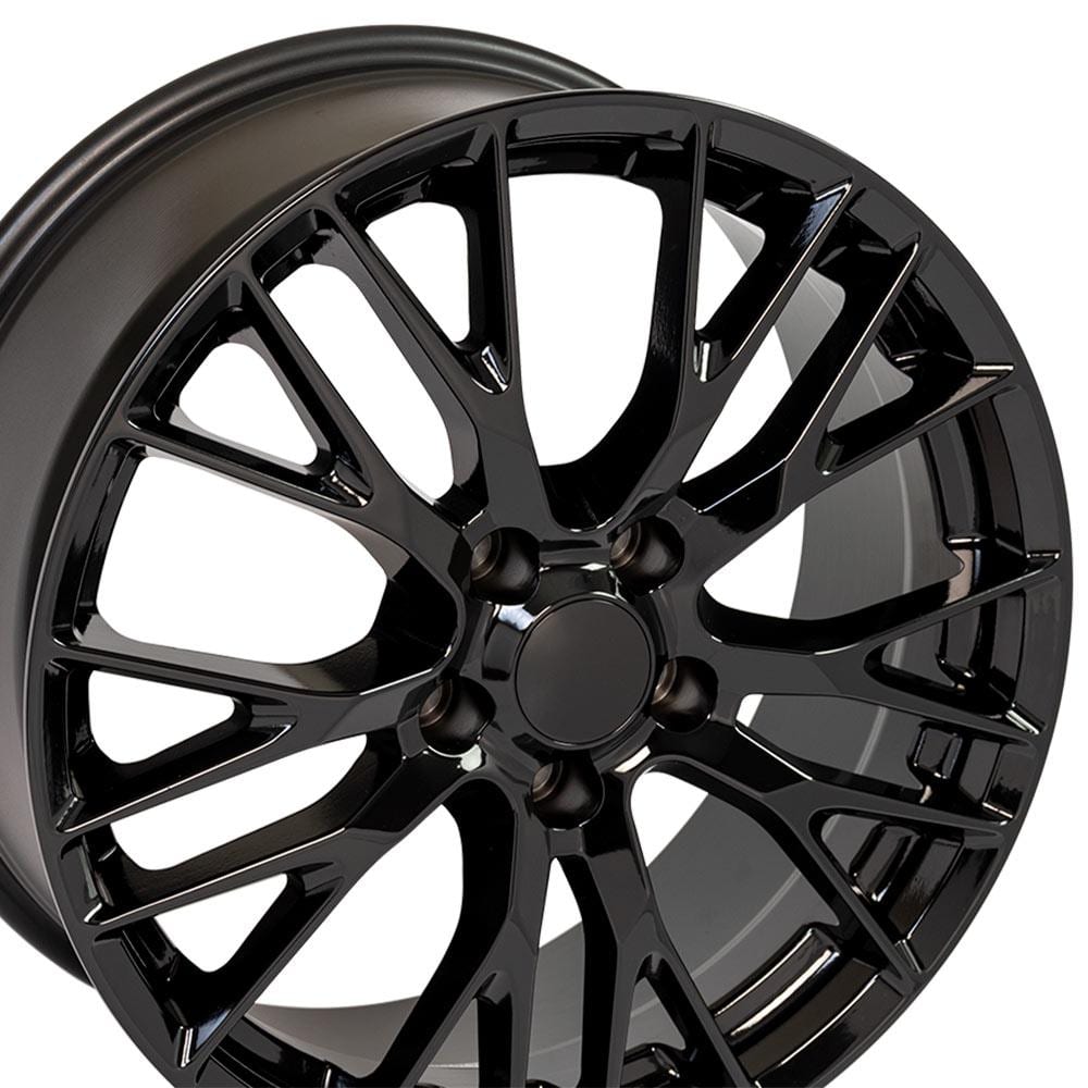 C6-C7 New Gloss Black 19x8.5 and 20x10 Wheel Set of 4 (CV22C) 2005-2019