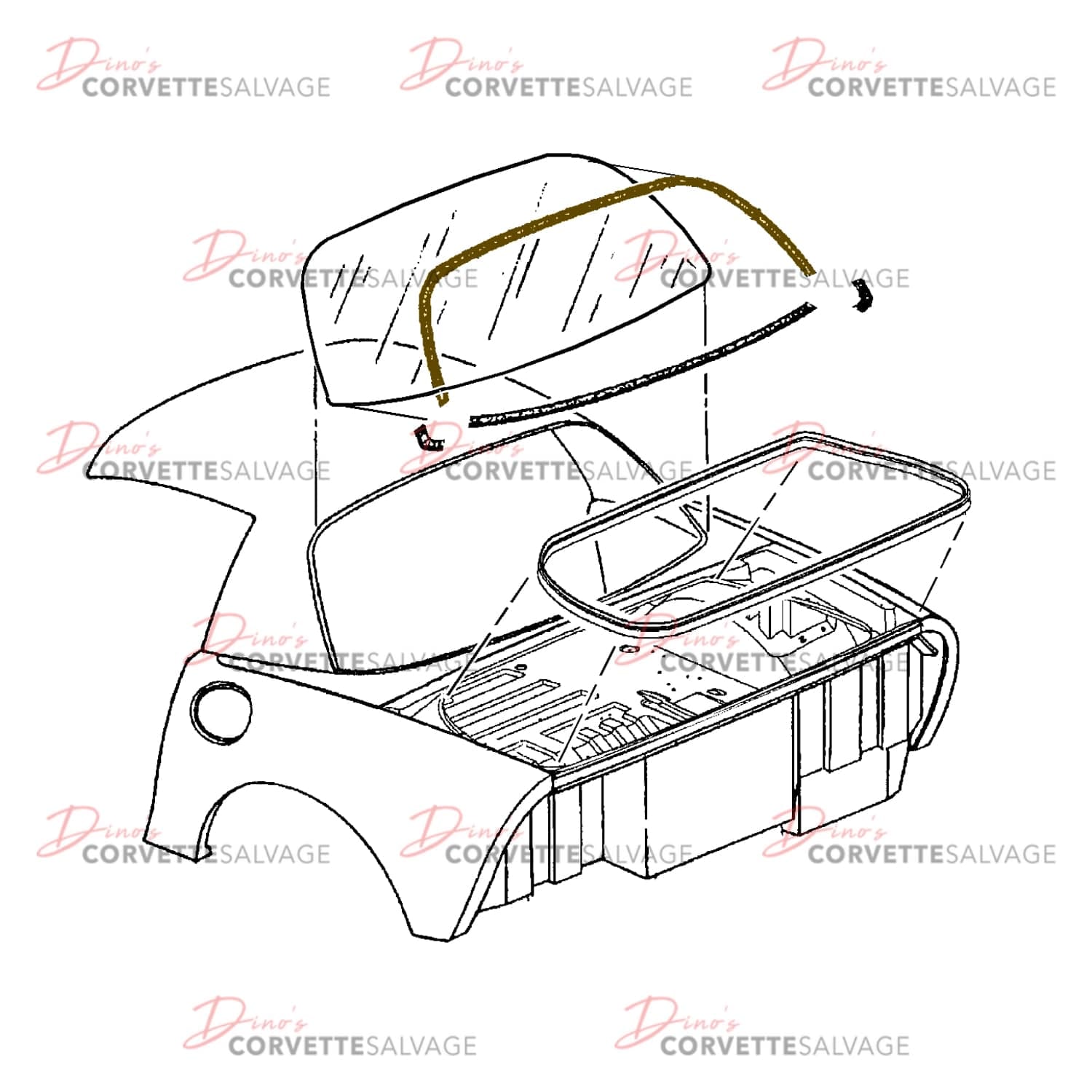 C5 Used Fixed Roof Coupe Rear Window Upper Reveal Molding 1999-2004